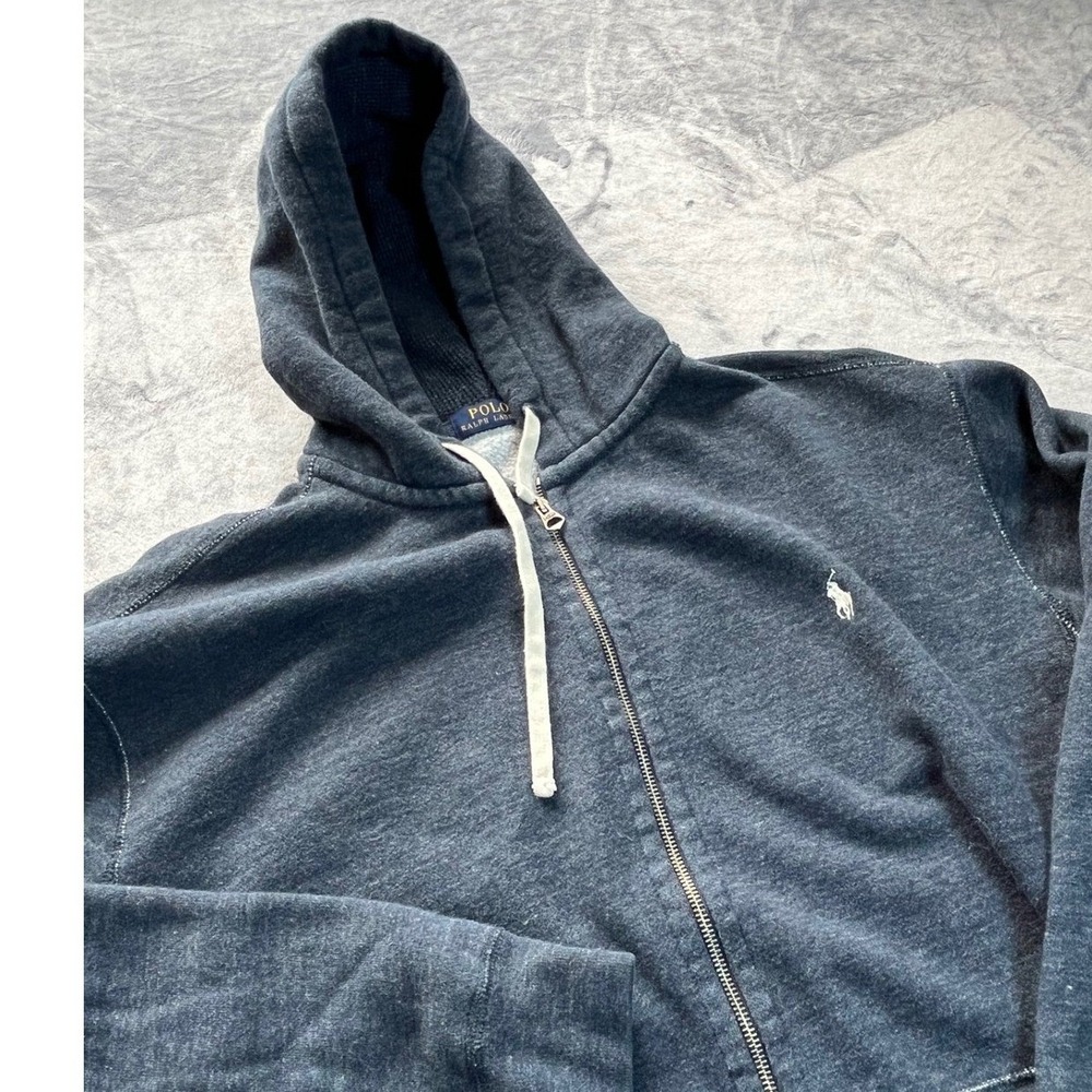 Polo Ralph Lauren Hoodie Zip Up Gray Heathered Mens Size XLT Tall Pony Logo